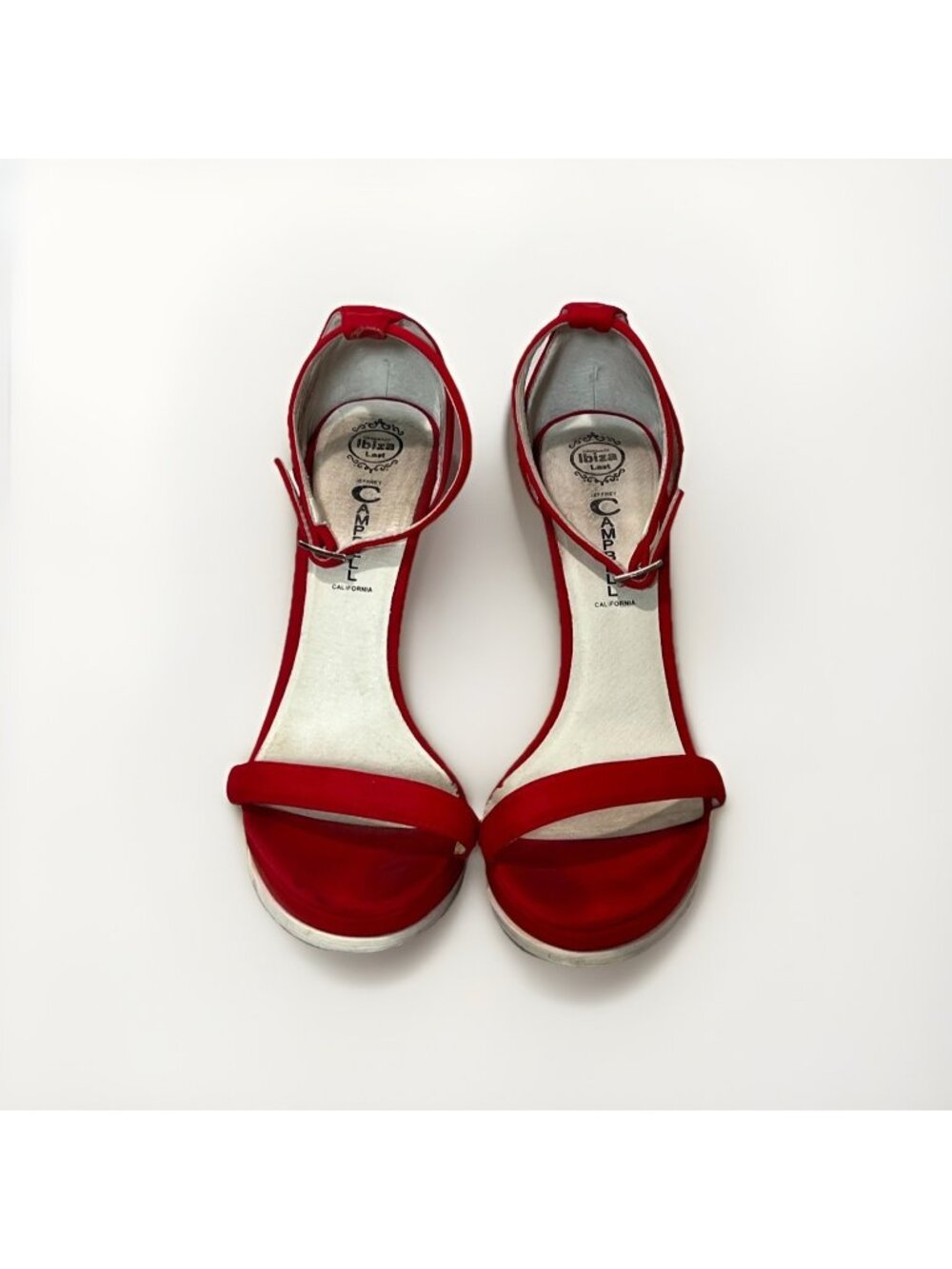 Jeffrey Campbell Ibiza Burke Sandal Heels Size 8 Red Satin Ankle Strap Stiletto